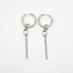 Miniature du produit Boucles d’Oreilles Pendantes en Acier Inoxydable avec Chaînes Argentées #1