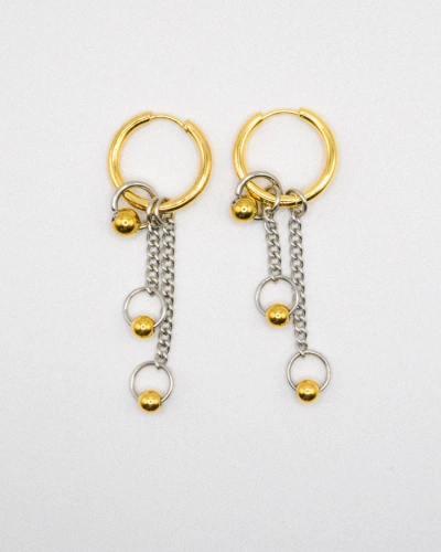 Miniature du produit Boucles d’Oreilles Bicolores en Acier Inoxydable et Doré #1