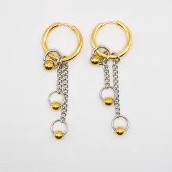 Miniature du produit Boucles d’Oreilles Bicolores en Acier Inoxydable et Doré #1