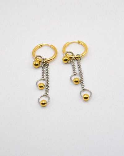 Miniature du produit Boucles d’Oreilles Bicolores en Acier Inoxydable et Doré #2