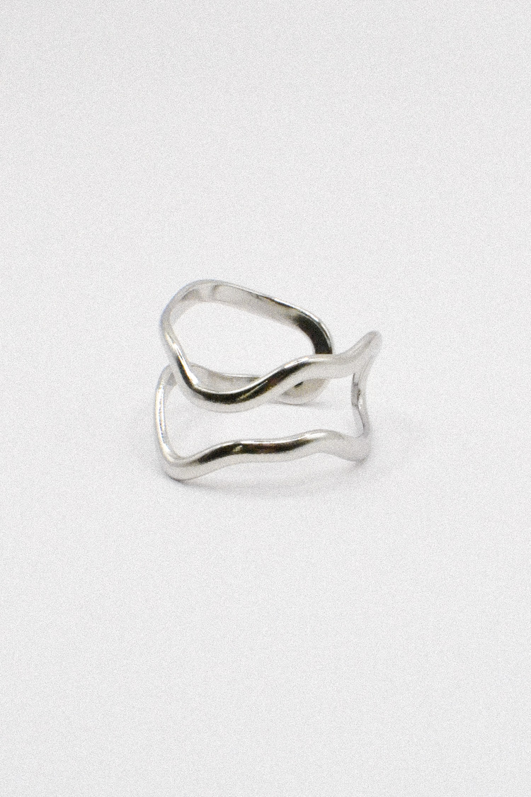 Photo du bijoux :  Bague Moderne Ajustable en Acier Inoxydable – Design Fluide #2