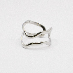 Miniature du produit Bague Moderne Ajustable en Acier Inoxydable – Design Fluide #2