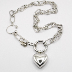 Miniature du produit Collier grosse chaîne argentée et pendentif coeur #4