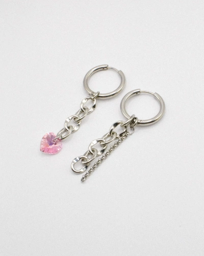 Miniature du produit Boucles d'Oreilles Pendantes en Acier Inoxydable avec Cœur en PureCrystal #2