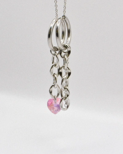 Miniature du produit Boucles d'Oreilles Pendantes en Acier Inoxydable avec Cœur en PureCrystal #3