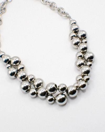 Miniature du produit Collier en Acier Inoxydable avec Perles Argentées #1