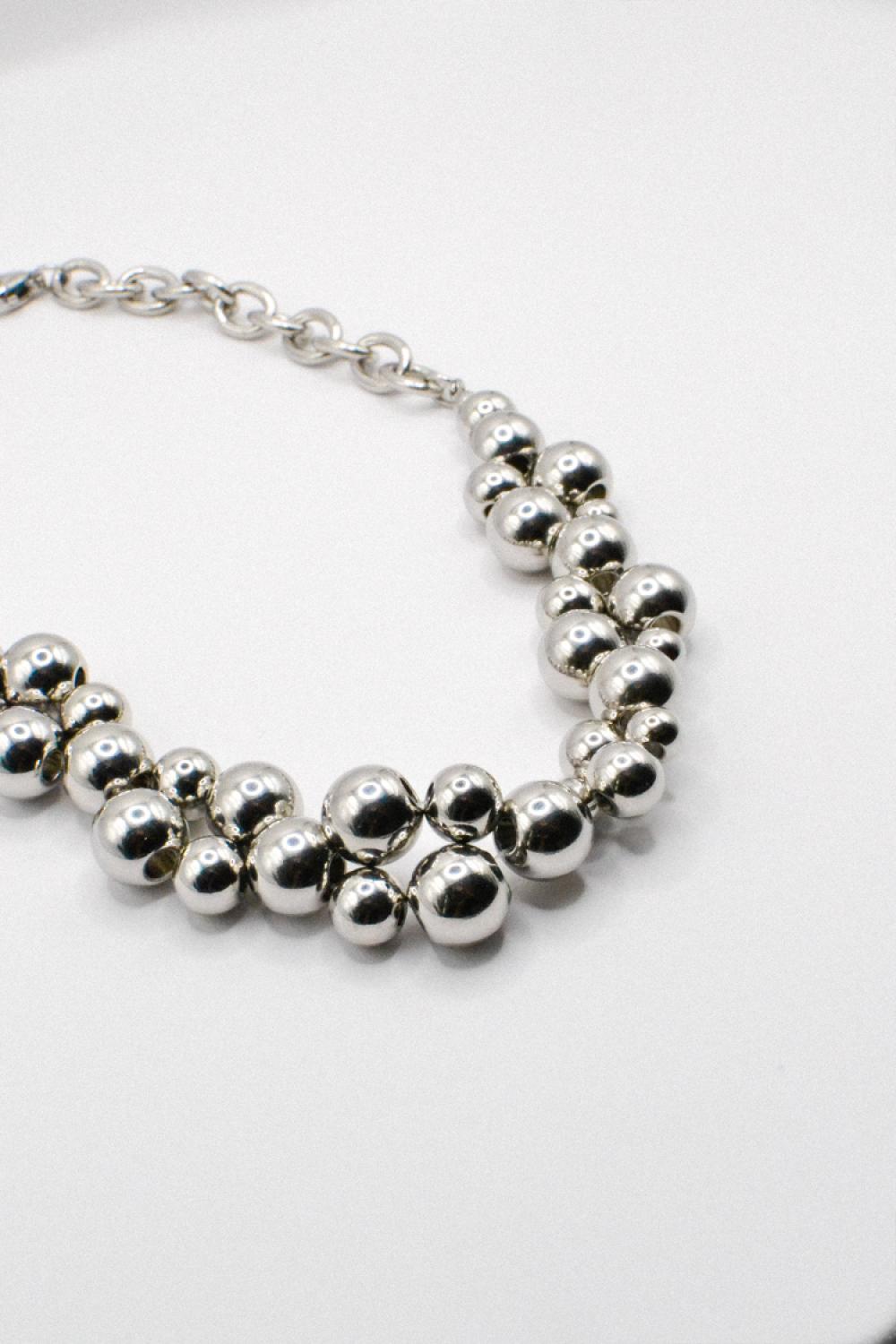 Photo du bijoux :  Collier en Acier Inoxydable avec Perles Argentées #5