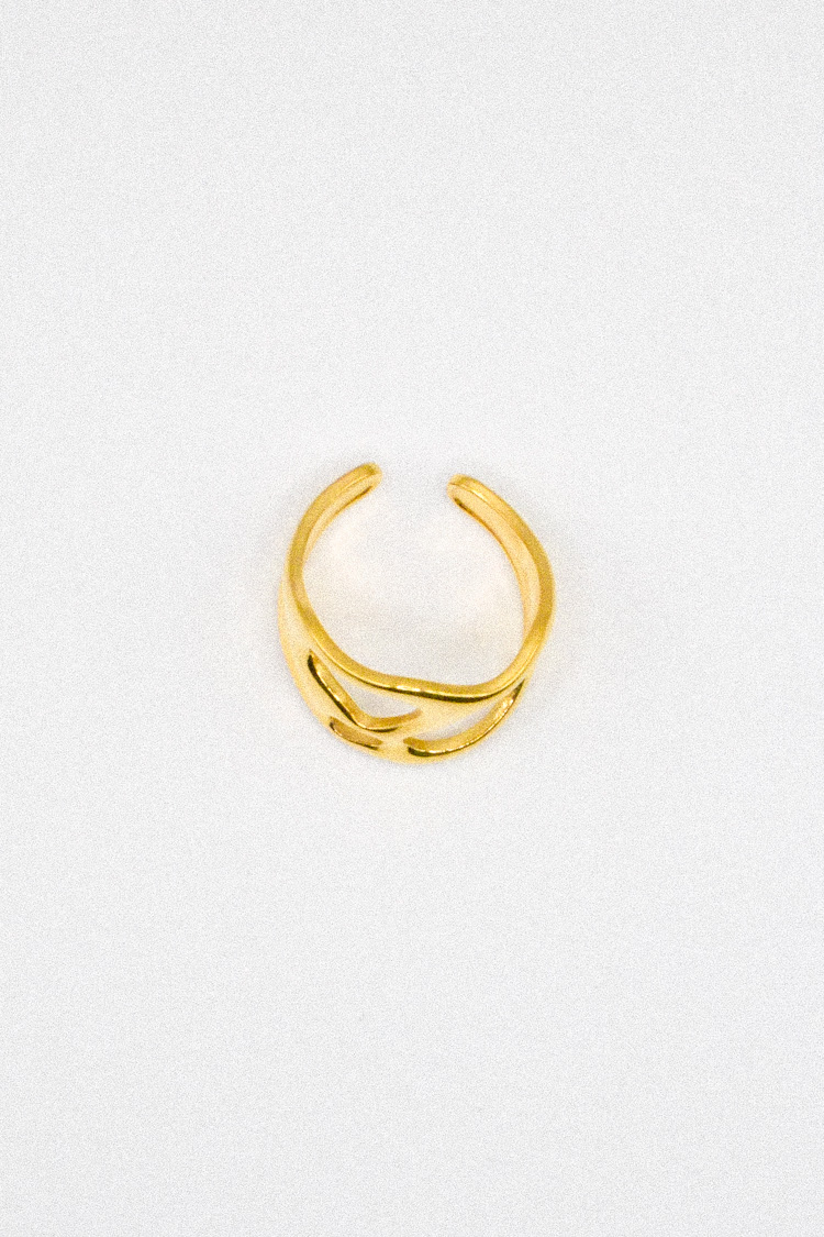 Photo du bijoux :  Bague dorée motifs ondulés #4