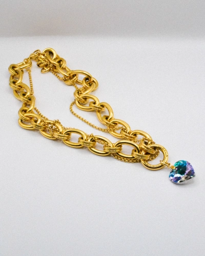 Miniature du produit Collier en Acier Inoxydable doré avec Pendentif Cœur en PureCrystal #1