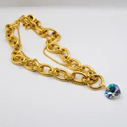 Miniature du produit Collier en Acier Inoxydable doré avec Pendentif Cœur en PureCrystal #1