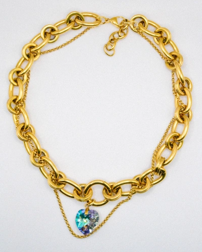 Miniature du produit Collier en Acier Inoxydable doré avec Pendentif Cœur en PureCrystal #2