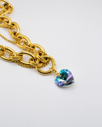 Miniature du produit Collier en Acier Inoxydable doré avec Pendentif Cœur en PureCrystal #3