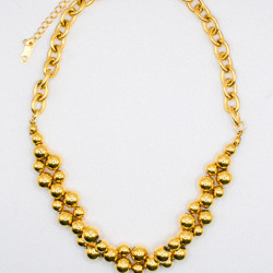 Miniature du produit Collier en Acier Inoxydable avec Perles Dorées #2