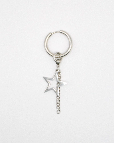 Miniature du produit Mono Boucle d'Oreille en Acier Inoxydable avec Chaîne et Étoile Ajourée #1