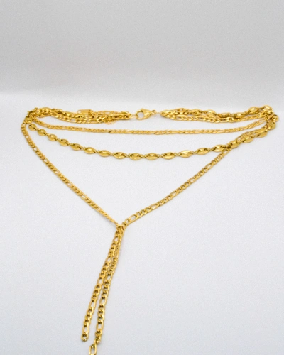 Miniature du produit Collier Multi-Rangs Doré en Acier Inoxydable – Chaînes à Trois Étages #6