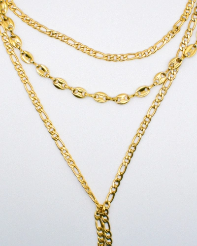 Miniature du produit Collier Multi-Rangs Doré en Acier Inoxydable – Chaînes à Trois Étages #3