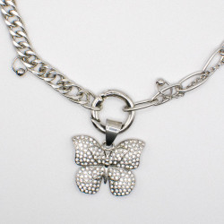 Miniature du produit Collier Papillon Argenté en Acier Inoxydable #3