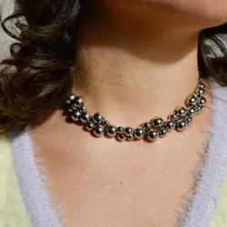 Miniature du produit Collier en Acier Inoxydable avec Perles Argentées #3