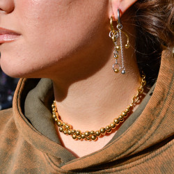 Miniature du produit Collier en Acier Inoxydable avec Perles Dorées #3