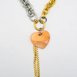 Miniature du produit Collier “Solène” – Cœur Nacré & Chaînes Bicolores #2