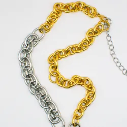 Miniature du produit Collier “Solène” – Cœur Nacré & Chaînes Bicolores #3