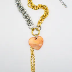 Miniature du produit Collier “Solène” – Cœur Nacré & Chaînes Bicolores #5