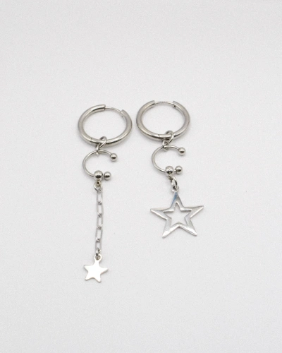 Miniature du produit Boucles d’oreilles “Stella” – Étoiles asymétriques en acier inoxydable #2