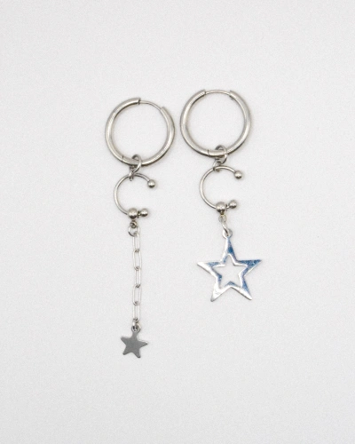 Miniature du produit Boucles d’oreilles “Stella” – Étoiles asymétriques en acier inoxydable #1
