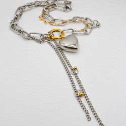 Miniature du produit Collier “Lowkey Love” – Cœur chromé & maillons mixtes #3