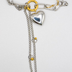Miniature du produit Collier “Lowkey Love” – Cœur chromé & maillons mixtes #4