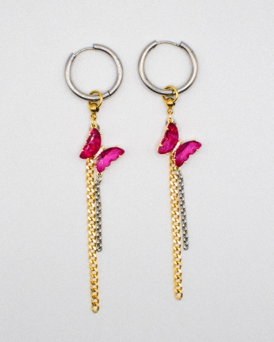 Miniature du produit Boucles d'oreilles "Pink Venom" - mélange doré et argenté #1
