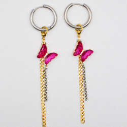 Photo du bijoux :  Boucles d'oreilles "Pink Venom" - mélange doré et argenté