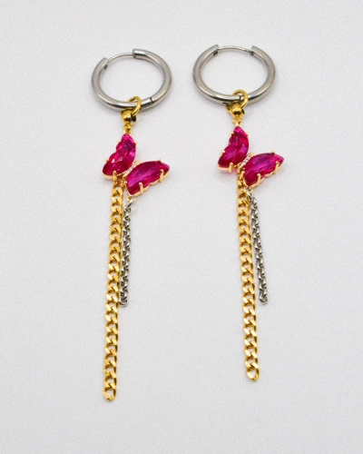 Miniature du produit Boucles d'oreilles "Pink Venom" - mélange doré et argenté #3