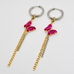 Miniature du produit Boucles d'oreilles "Pink Venom" - mélange doré et argenté #4