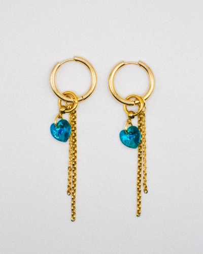 Miniature du produit Boucles d'oreilles "Blue Crush" - coeurs crystal bleus #1