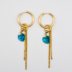 Photo du bijoux :  Boucles d'oreilles "Blue Crush" - coeurs crystal bleus