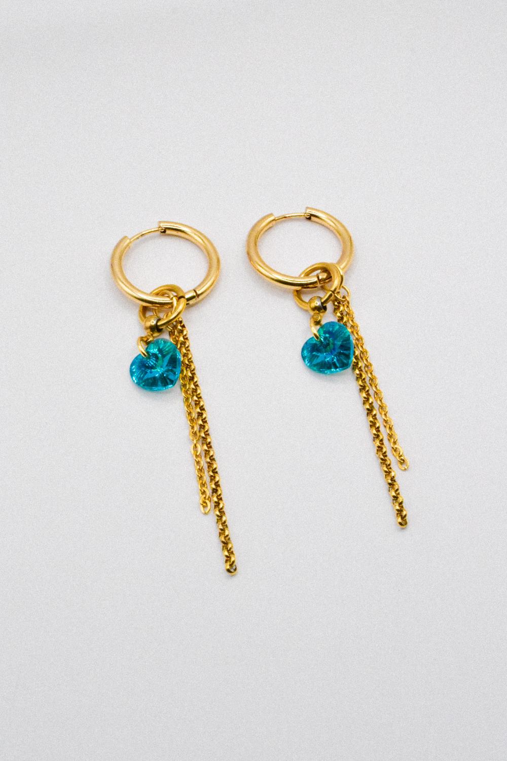 Photo du bijoux :  Boucles d'oreilles "Blue Crush" - coeurs crystal bleus #2