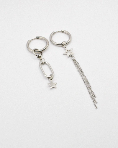 Miniature du produit Boucles d'oreilles "Night Shift" - asymétriques argentées  #3