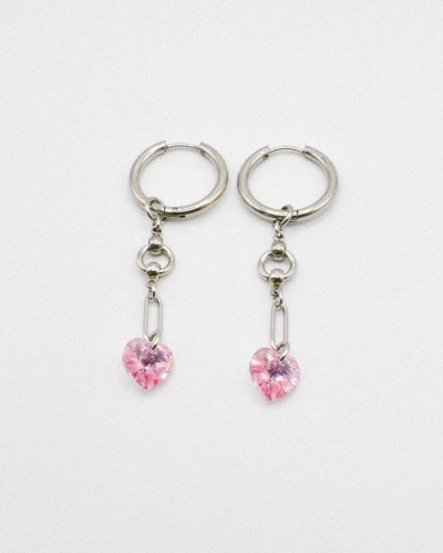 Miniature du produit Boucles d'oreilles "Flirt & Forget" - coeurs crystal roses  #3