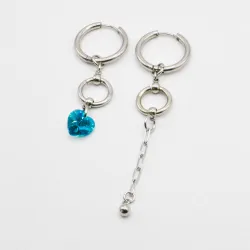 Miniature du produit Boucles d'oreilles "Abyss Babe" - asymétriques coeurs crystal bleus #2