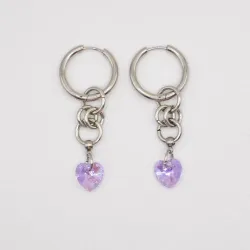Miniature du produit Boucles d'oreilles "Toxic Crush" - acier inoxydable argenté et coeur Purecrystal #1