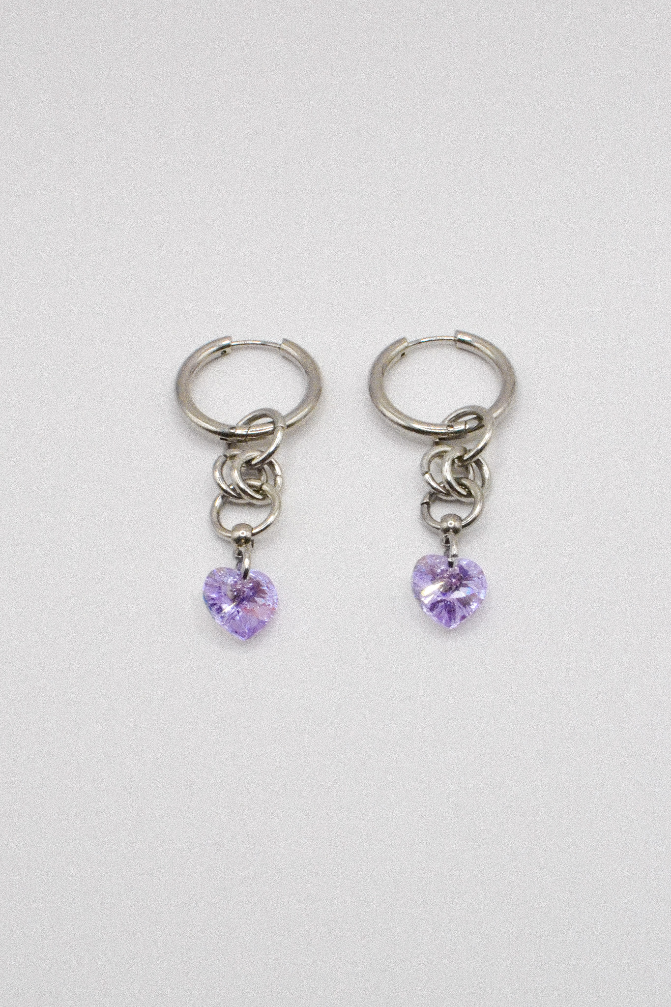 Photo du bijoux :  Boucles d'oreilles "Toxic Crush" - acier inoxydable argenté et coeur Purecrystal #5