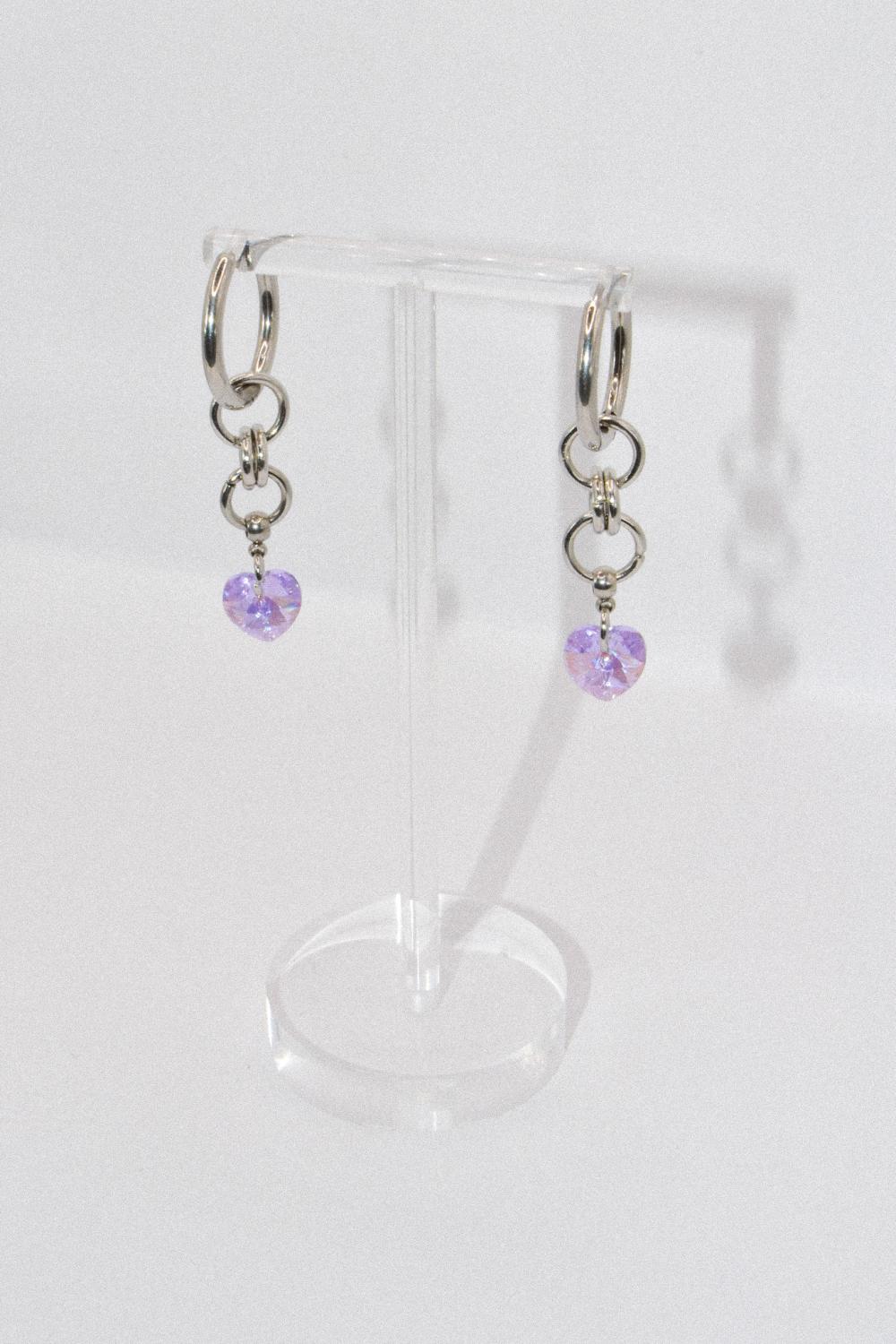 Photo du bijoux :  Boucles d'oreilles "Toxic Crush" - acier inoxydable argenté et coeur Purecrystal #6