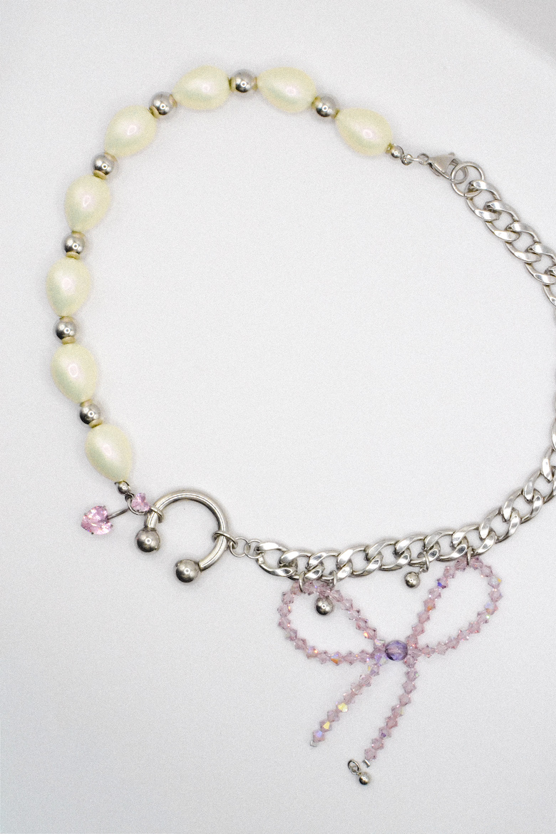 Photo du bijoux :  Collier "Angel Chain" - Acier inoxydable - Pièce unique - Perles upcyclées #1