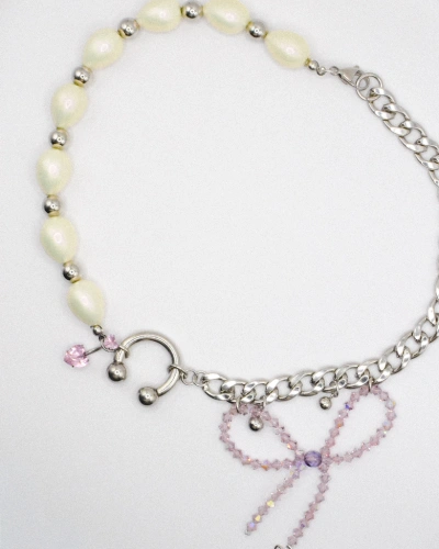 Photo du bijoux :  Collier "Angel Chain" - Acier inoxydable - Pièce unique - Perles upcyclées