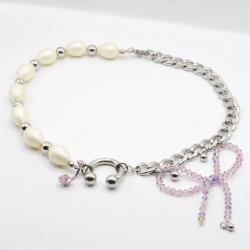 Miniature du produit Collier "Angel Chain" - Acier inoxydable - Pièce unique - Perles upcyclées #2