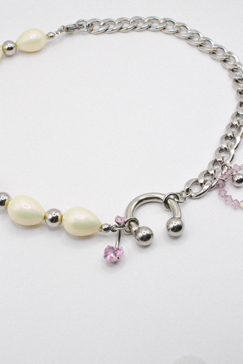 Photo du bijoux :  Collier "Angel Chain" - Acier inoxydable - Pièce unique - Perles upcyclées #3