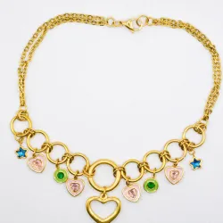 Miniature du produit Collier “Lucky Hearts” – Chaîne dorée et charms cœurs & étoiles #2