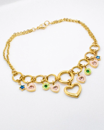 Miniature du produit Collier “Lucky Hearts” – Chaîne dorée et charms cœurs & étoiles #3