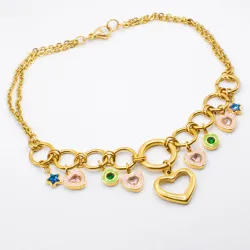 Miniature du produit Collier “Lucky Hearts” – Chaîne dorée et charms cœurs & étoiles #3